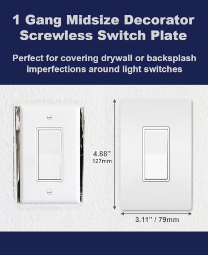 Midsize Screwless Light Switch Cover Plate