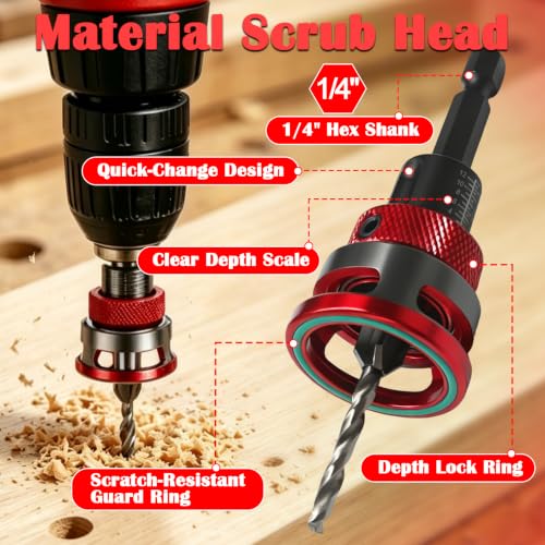 Countersink Drill Bit Set with Adjustable Depth