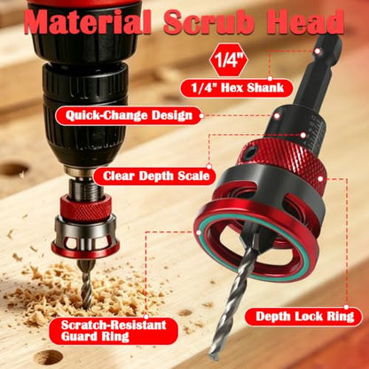 Countersink Drill Bit Set with Adjustable Depth