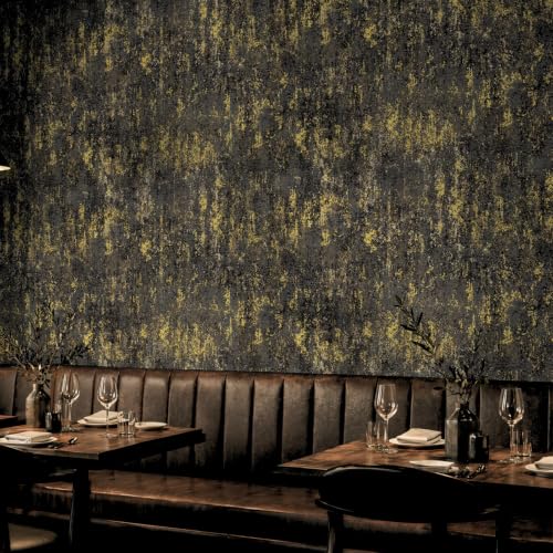 Black and Gold Peel and Stick Wallpaper Industrial Concrete Wall Paper