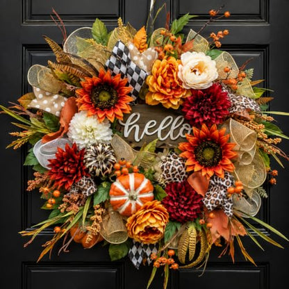 Fall Wreaths for Front Door 24 Inch Artificial Autumn Wreath Rustic Decor