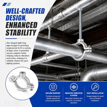 Silver Hinged Split Ring Pipe Hanger