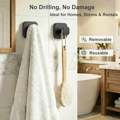 Suction Cup Hooks for Shower (Matte Black / 4 Pack)