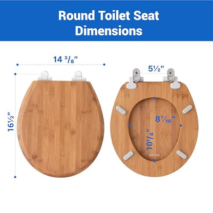 Bamboo Toilet Seat with HushMotion Soft Close and Magnetic Quick