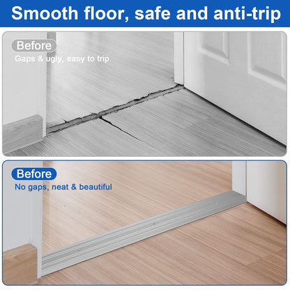 Sturdy Aluminum Door Threshold for Doorways (48''L x 3''W (2pcs) / Silver)