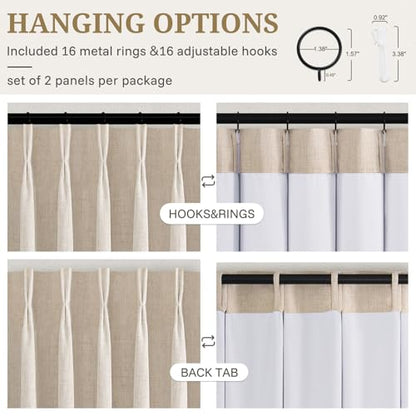 Natural Linen Blackout Curtains 86 Inches Long 2 Panels Set 50 Inch Wide (Natural / 50"W x 86"L (Pack of 2))