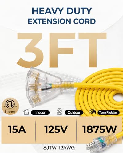 12 3 Outdoor Extension Cord with 3 Outlets