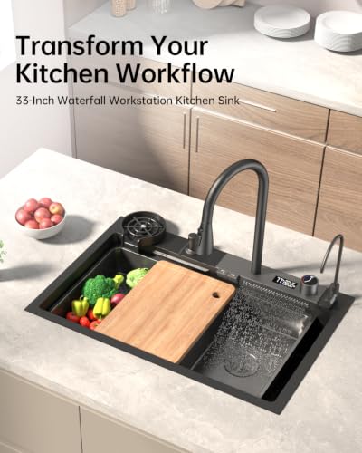 Kimates Waterfall Workstation Kitchen Sink