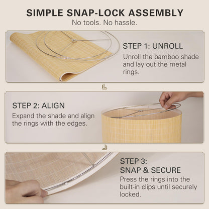 Bamboo Lamp Shades 2 Pack (Natural Bamboo - Large Tall Drum)