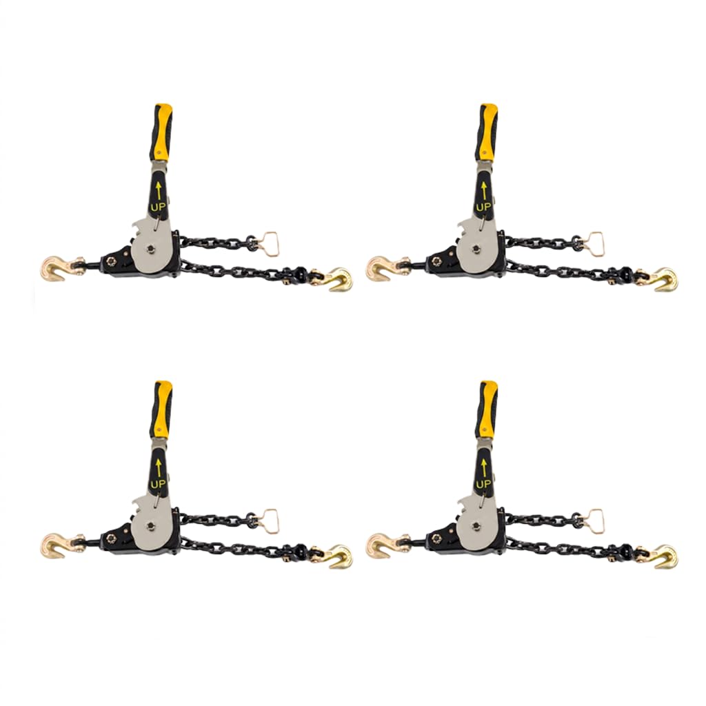 4 Pack 3/8"-1/2" EZ Ratchet Chain Binder with G70 Grab Hooks, Ratchet Load Binder Kit, 6600 lbs WLL Heavy Duty Cargo Tie Down for Flatbed Trailers & Trucks (3/8" - 1/2"(4 Pack))