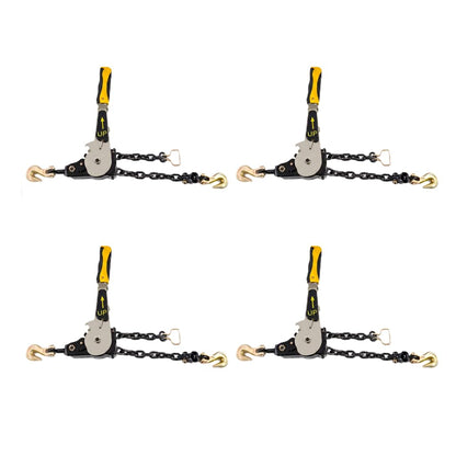 4 Pack 3/8"-1/2" EZ Ratchet Chain Binder with G70 Grab Hooks, Ratchet Load Binder Kit, 6600 lbs WLL Heavy Duty Cargo Tie Down for Flatbed Trailers & Trucks (3/8" - 1/2"(4 Pack))