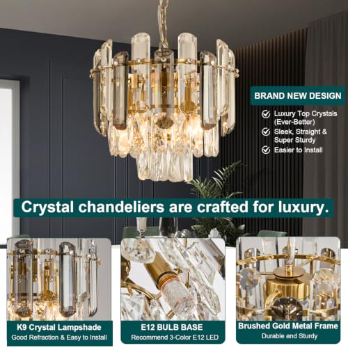 31.5" Gold Crystal Chandeliers for Dining Room