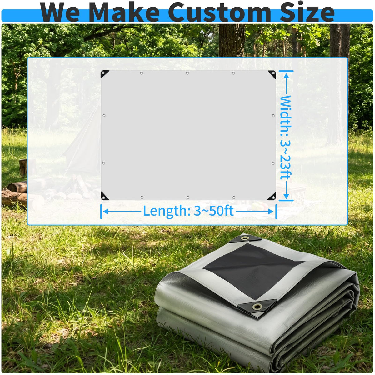12x12FT Tarp 12 Mil Tarps Heavy Duty Waterproof (Silver&black / 1 2 X 1 2 FT)