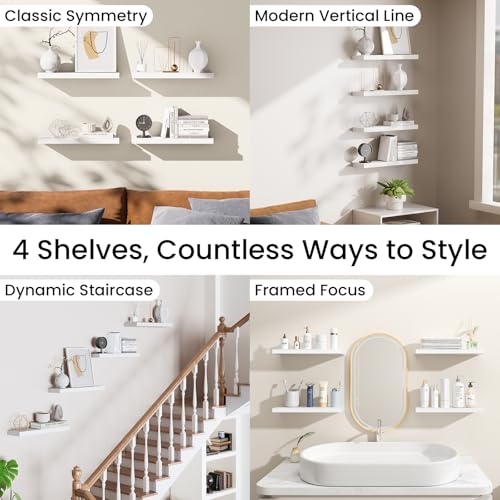 White Floating Shelves 15.7in (C. White - Modern Minimalist Style / 15.7inches)