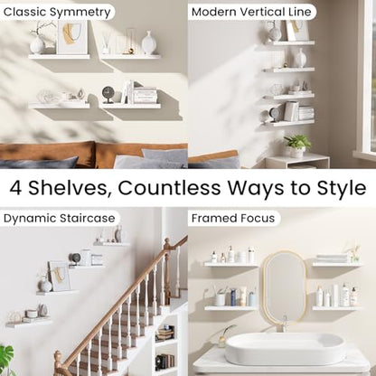 White Floating Shelves 15.7in (C. White - Modern Minimalist Style / 15.7inches)