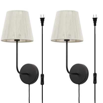 White Boho Wall Sconces Set of 2