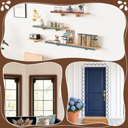 Unfinished Scalloped Decorative Wood Trim Scalloped Edge Decorative Wood Molding Cute DIY Moulding Trim for Home Wall Window Cabinet Shelf Door Frames Decoration