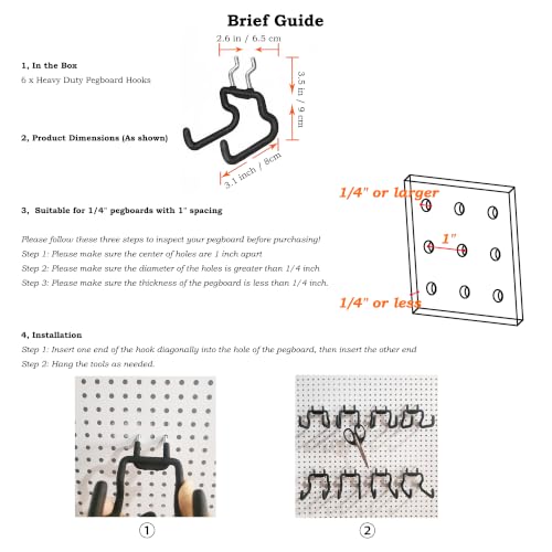 6 Pack Pegboard Hooks