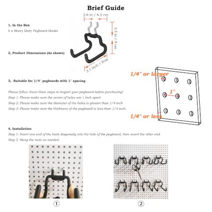 6 Pack Pegboard Hooks
