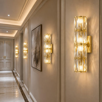 Gold Crystal Wall Sconces Mid (Gold Cylindrical)