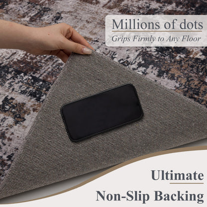 4ft Round Area Rug (Black & Brown / 4' (Round))