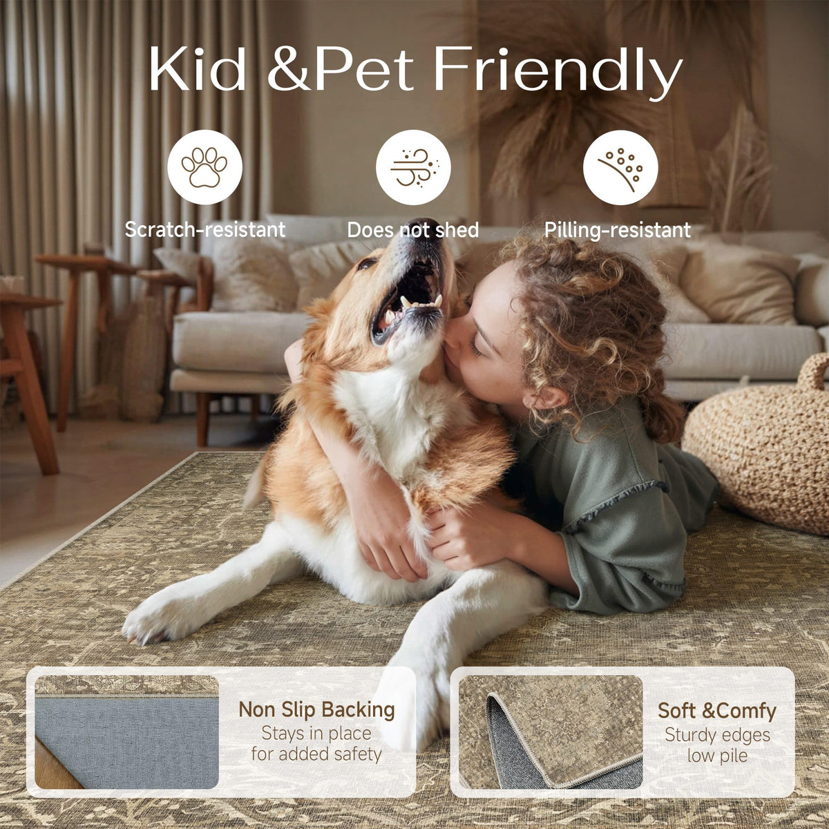 Area Rugs 6x9 Washable Rug for Living Room Brown (Brown Ⅲ / 6' x 9' (Rectangular))