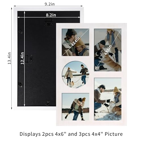 Picture Frame Collage for 4x6 and 4x4 Photos (Rustic White / 9x13in (1Pack))