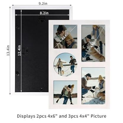 Picture Frame Collage for 4x6 and 4x4 Photos (Rustic White / 9x13in (1Pack))