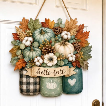 Fall Door Decor Wooden Welcome Sign