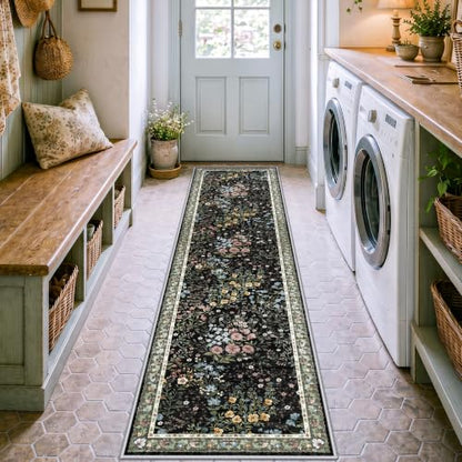 Washable Hallway Runner Rug 2x8 (Black / 2x8)