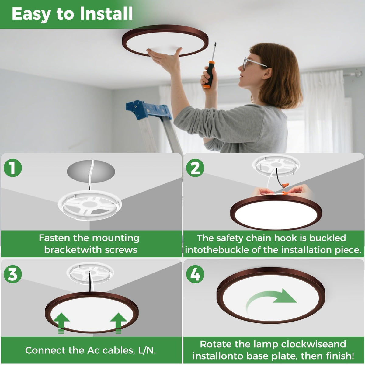 7Inch 2Pack Oil Rubbed Bronze LED Flush Mount Ceiling Light (Oil-Robbed Brown / 7Inch)