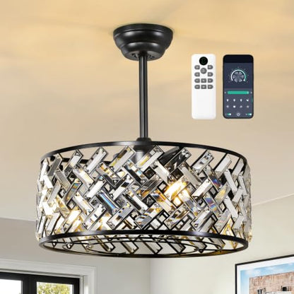 Crystal Caged Ceiling Fans Lights