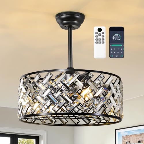 Crystal Caged Ceiling Fans Lights