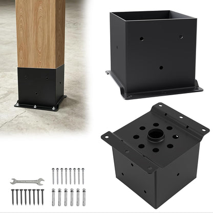 2 Pcs 6"x 6" Post Base Fit (Black / 6"x 6")