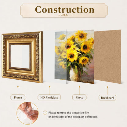 3x3 Vintage Picture Frame (Gold / 3x3 inch)