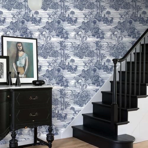 Jungle Peel and Stick Wallpaper Contact Paper Tropical Palm & Tiger Vintage Wallpaper Self Adhesive Removable Decor for Bedroom Cabinet Vinyl Wall Paper