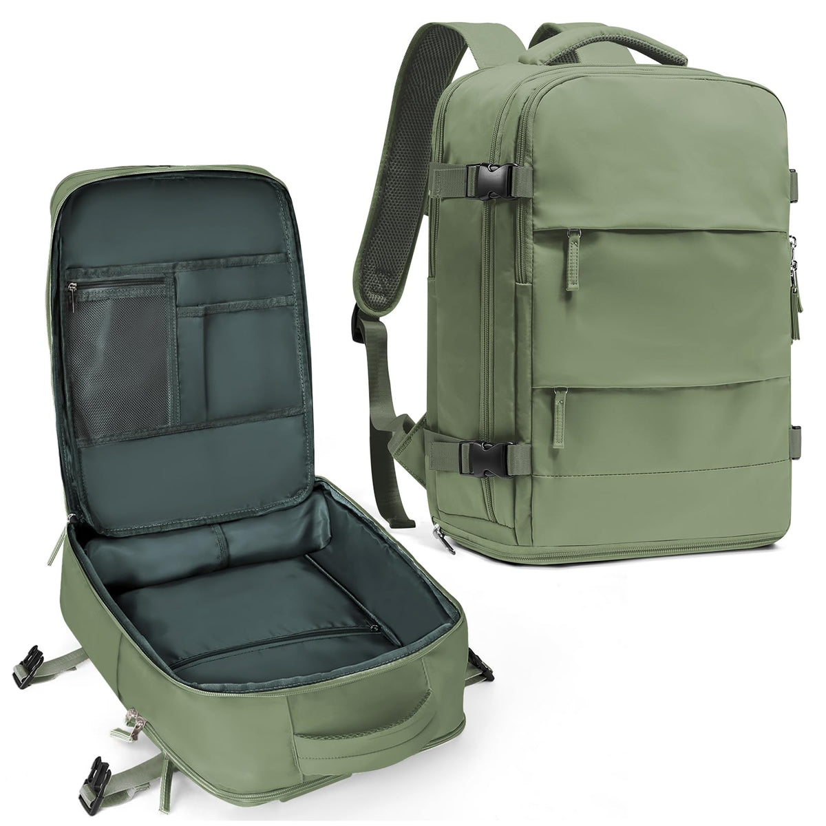 Travel Backpack For Women Men (Gray Green / 25 liters)