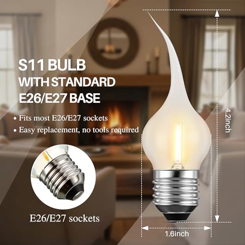 10 Pcs S11 Silicone Dipped Candle Light Bulbs