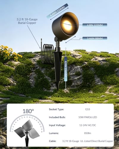 PAR36 LED Landscape Spotlights Flood Light 10W 2700K 12