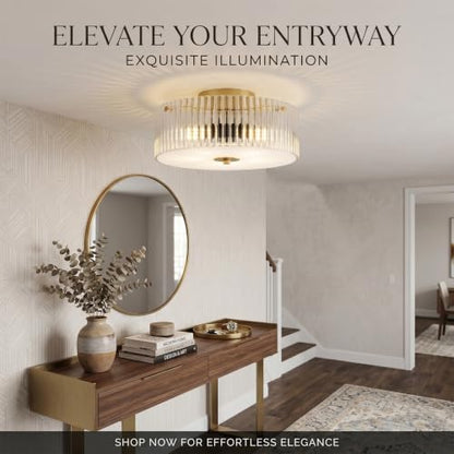 13.8" Gold Flush Mount Ceiling Light