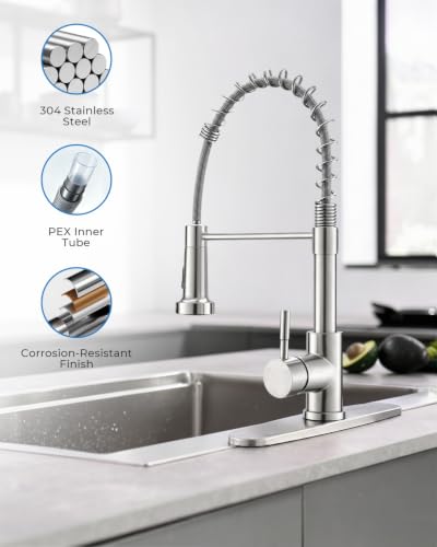 Kitchen Faucet with Pull Down Sprayer (Brushed Nickel)