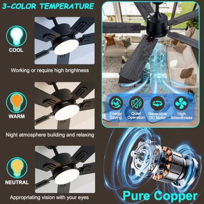 Black Ceiling Fan with Display Remote (Black SY39-52IN)