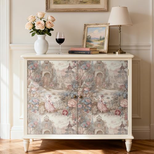 French Wallpaper Peel and Stick Vintage Cottage Core Floral Toile Wallpaper