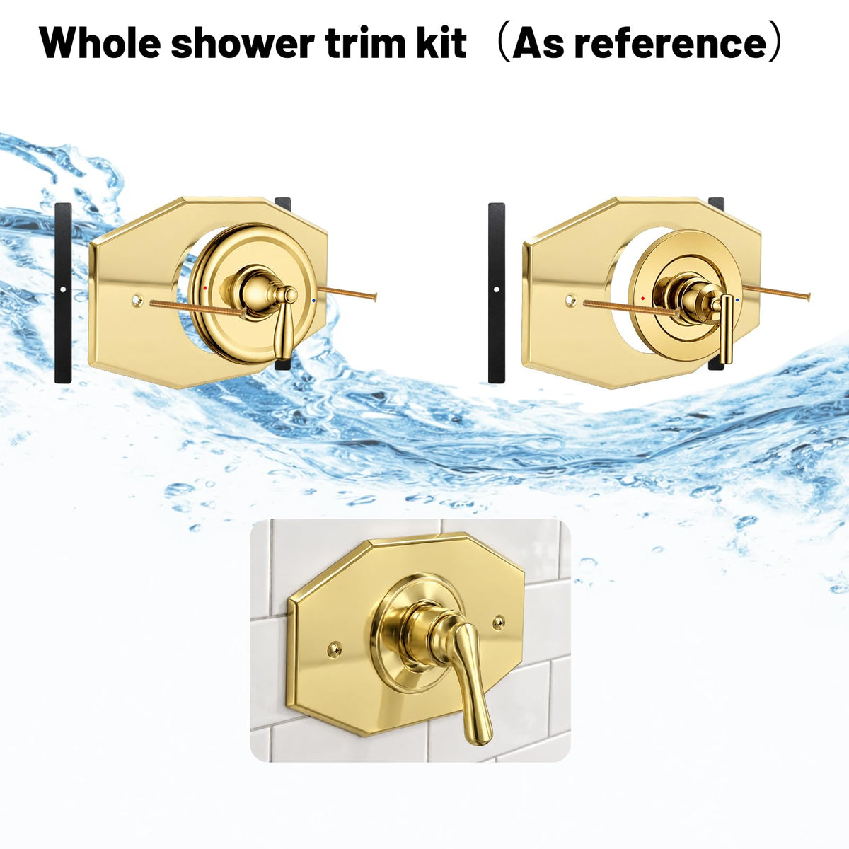 One-Hole-Remodel-Cover-Plate for 2 Handle or 3 Handle Shower Polished Brass (Brass)