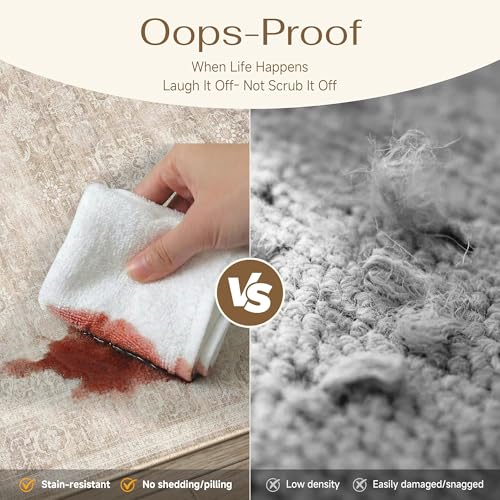 Beige Washable 3x8 Runner Rugs for Hallway Entryway (Retro | Beige / 3' x 8' (Runner))