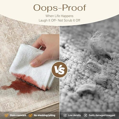 Beige Washable 3x8 Runner Rugs for Hallway Entryway (Retro | Beige / 3' x 8' (Runner))