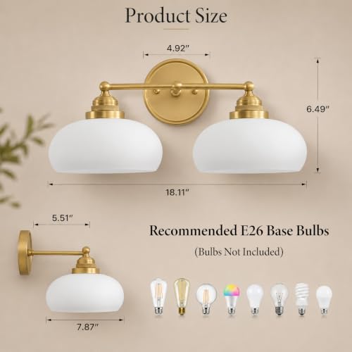 Vintage Milk Glass Wall Sconce (Antique Brass)