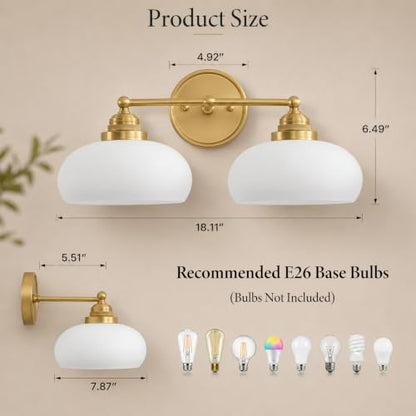 Vintage Milk Glass Wall Sconce (Antique Brass)