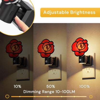 Night Lights Plug into Wall (Red Gothic Rose / 1 Pack)