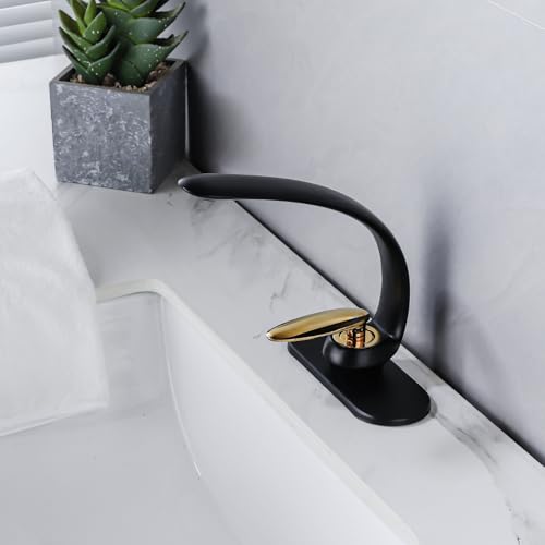 Black Gold Single Hole Brass Bathroom Sink Faucets